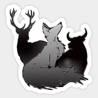 Mesmerizing Stag, Vixen, and Bull design Sticker